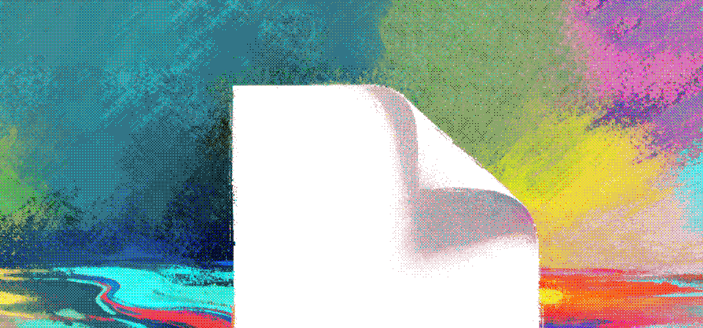 an abstract illustration with a page in the center